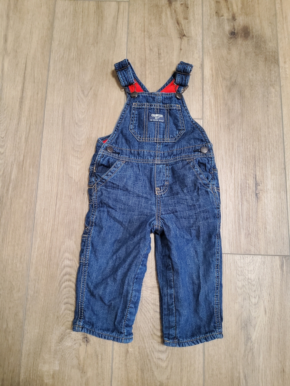 Vintage Classis OshKosh B'gosh Kids 12M Denim Fleece Lined Snap Leg Overalls